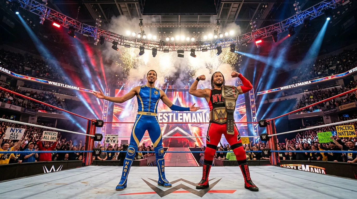 Tyrese Haliburton et Jalen Brunson à la WWE