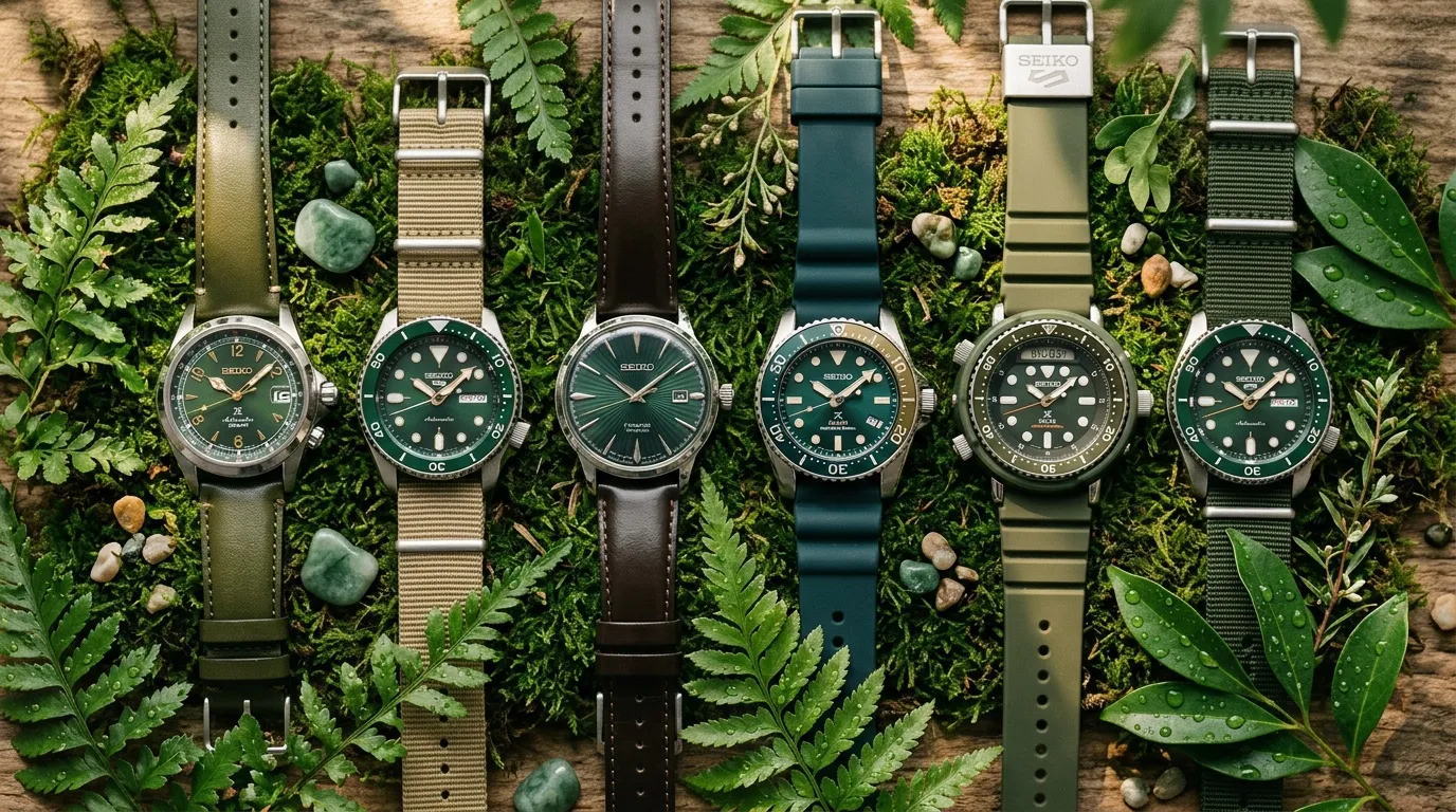 Seiko montres juillet : 6 modèles solaires verts à découvrir