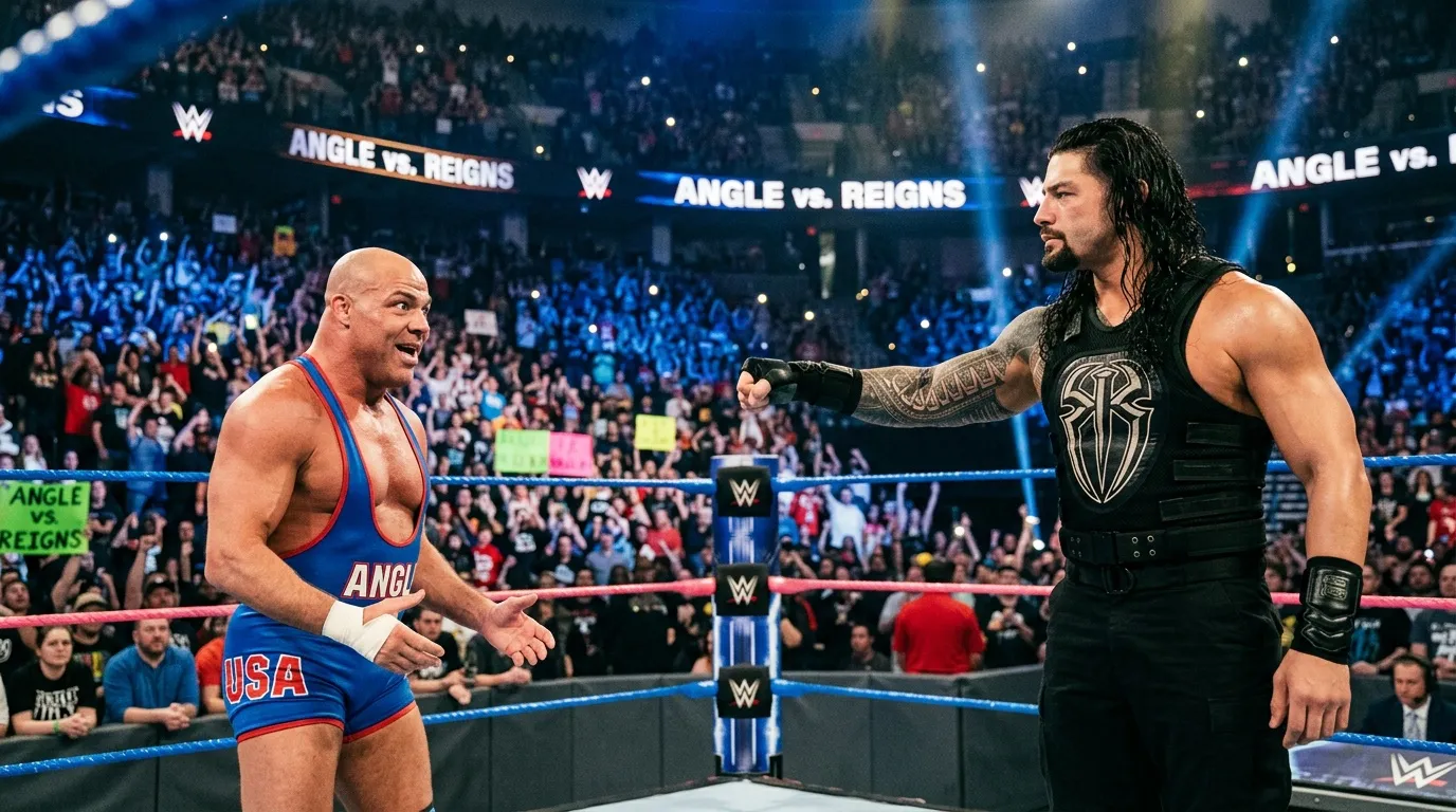 Kurt Angle réagit au salut Shield de Roman Reigns