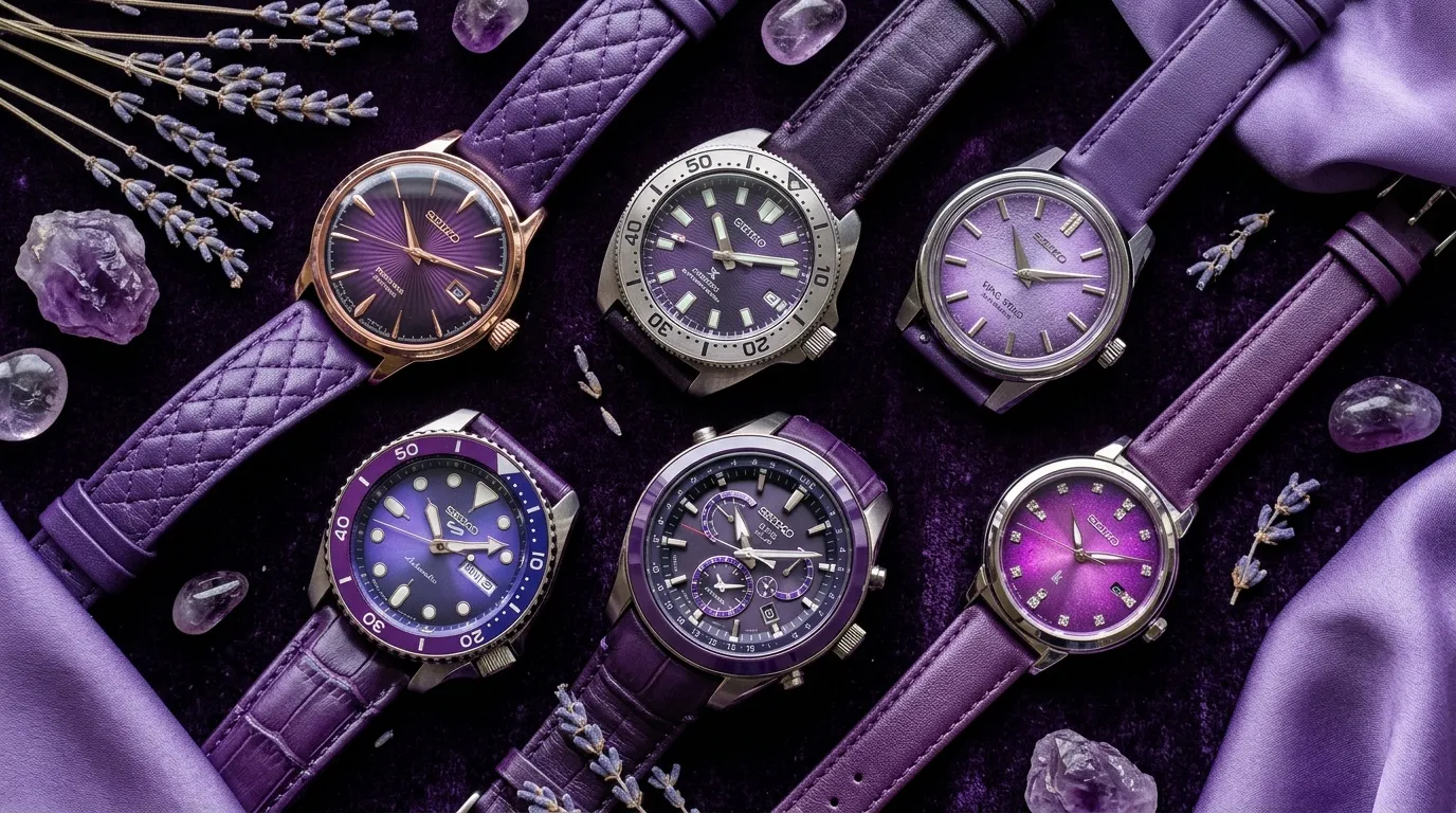 Seiko montres violettes : 6 nouveaux modèles anniversaire