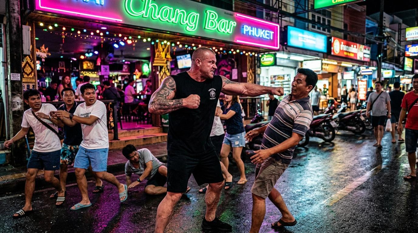 Un bodybuilder met KO des touristes thaïlandais lors d'une bagarre devant un bar