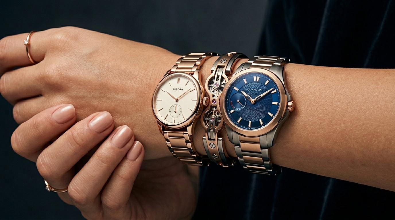 Ce bracelet 2-en-1 vous permet de porter deux montres simultanément