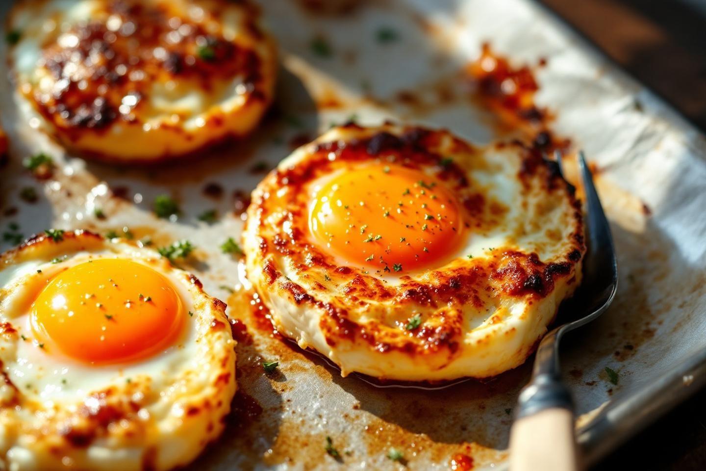 &OElig;ufs brillants et caram&eacute;lis&eacute;s sur plaque de cuisson