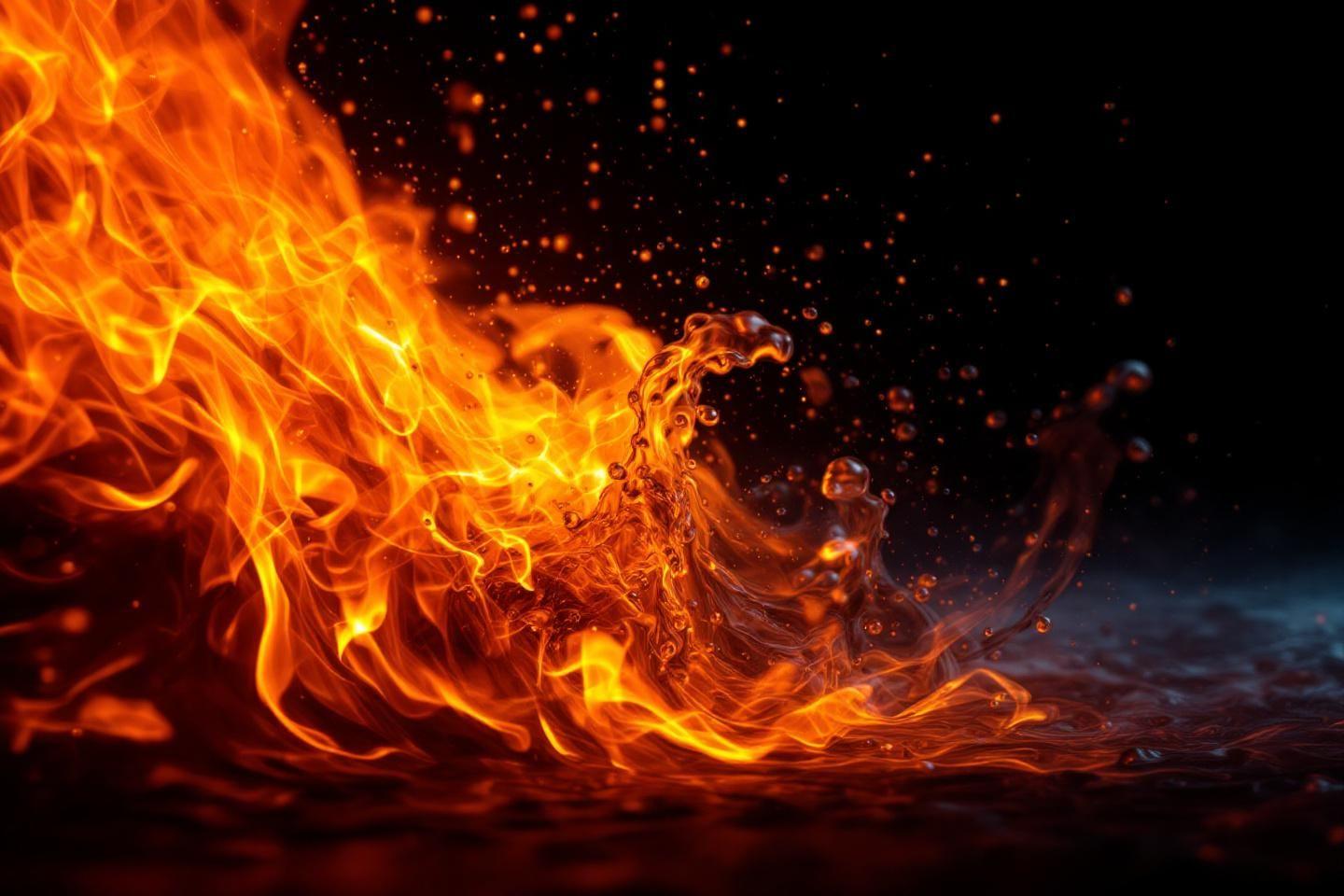 Explosion de feu orange et rouge sur fond noir