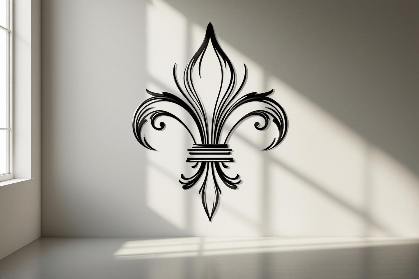Symbole &eacute;l&eacute;gant de la fleur de lys en noir et blanc