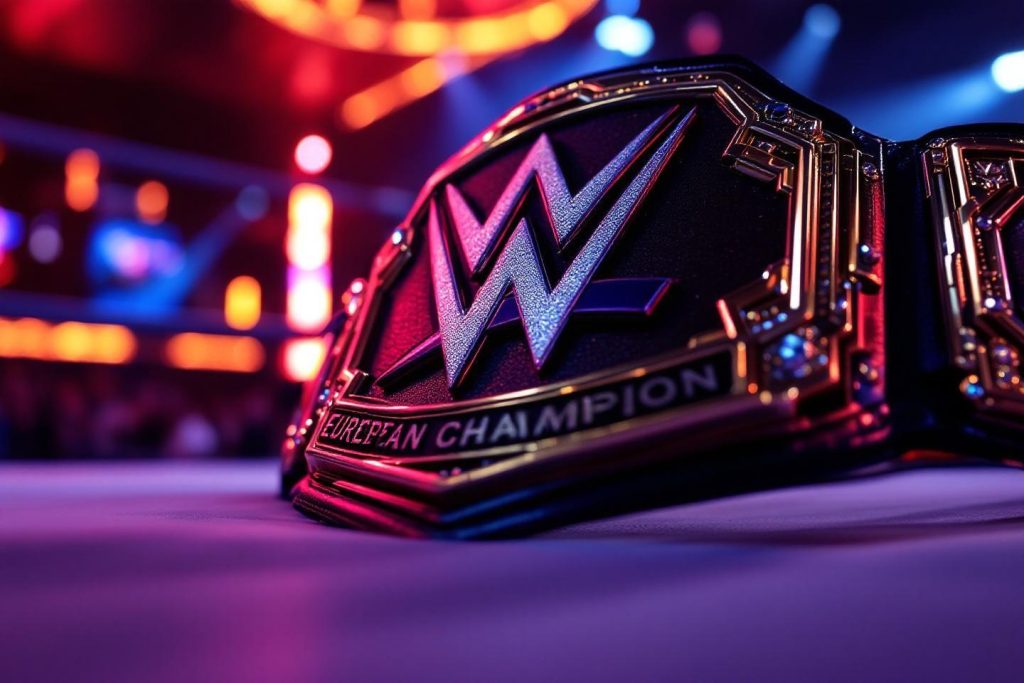 Ceinture de champion WWE avec logo métallique et lumières colorées